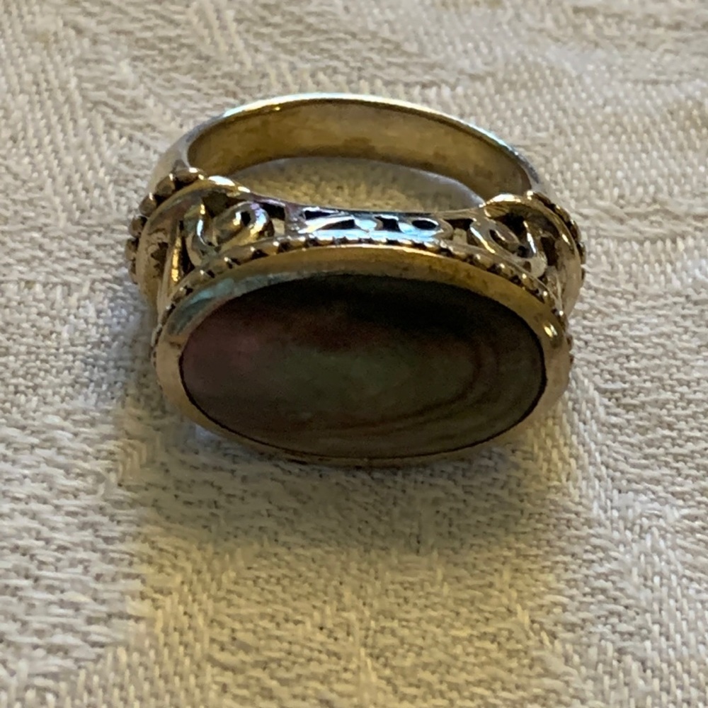 Black Mother of Pearl & Silver Ring